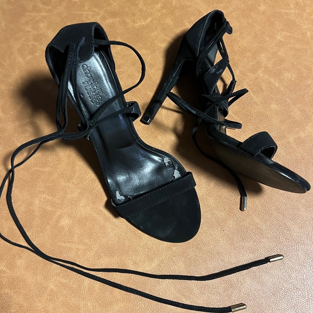 Charlotte Russe Black Lace-Up Heels